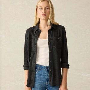 Faherty Legend Sweater Shirt Heathered Black Twill